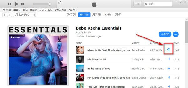 雲マークをクリックしてApple Musicから音楽をPCにダウンロードします