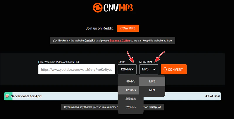 CnvMP3 YouTube MP3変換サイト