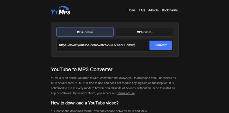 YTMP3の使い方Step 1